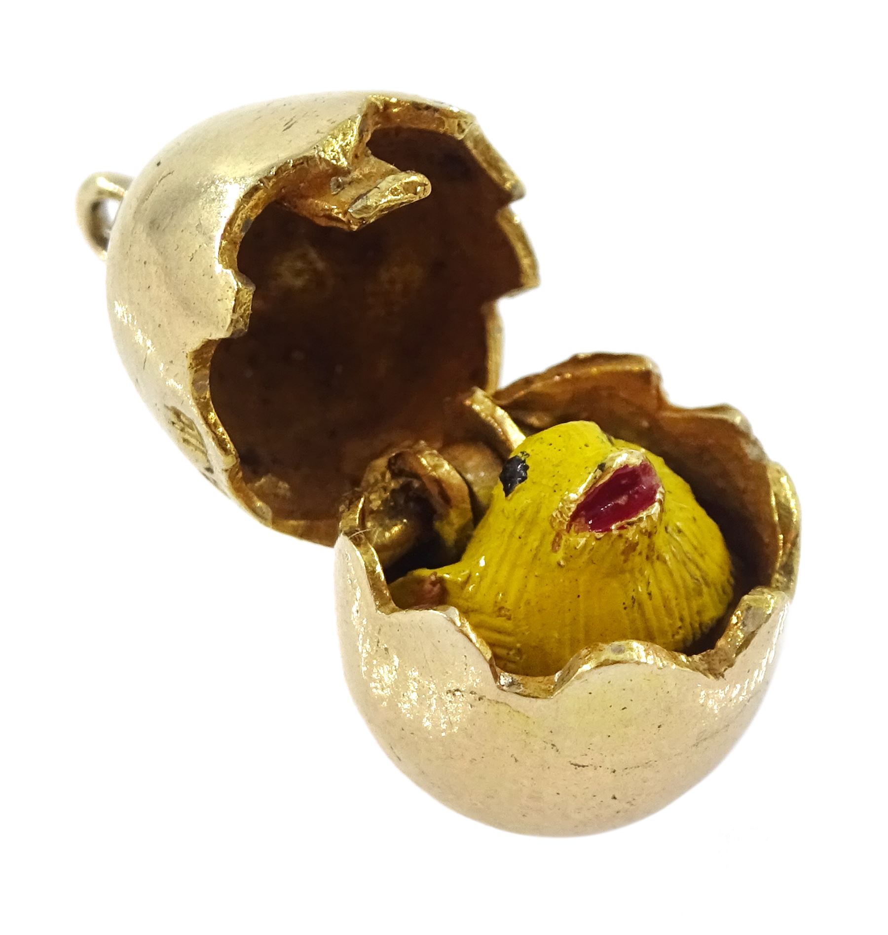 9ct gold chick in an egg pendant / charm by Georg Jensen, London 1956