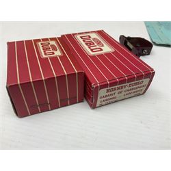 Hornby Dublo - 2-rail, 2400 TPO Mail Van Set; Engine Shed Kit - 2-Road (with additional empty box); four electrically operated switch points; uncoupling rails; buffer stops; three signals; loading gauge etc; all boxed