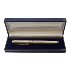 Silver rollerball pen, engine turned decoration with cartouche, London 2010, boxed