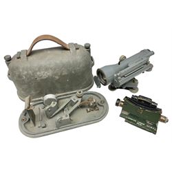 Cooke Troughton & Simms grey painted brass dumpy level in carrying case; and WW2 British .303 Vickers Machine Gun brass Clinometer, stamped 'V.E. 0067' serial No. 2370,  dated 1944 unboxed (2)