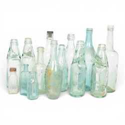 19th century glass brewery and mineral water bottles, including Allright's York, Murden's ...