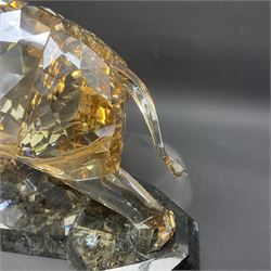 Swarovski Crystal Soulmates, Elephant, with champagne tint, upon granite base, H24.5cm