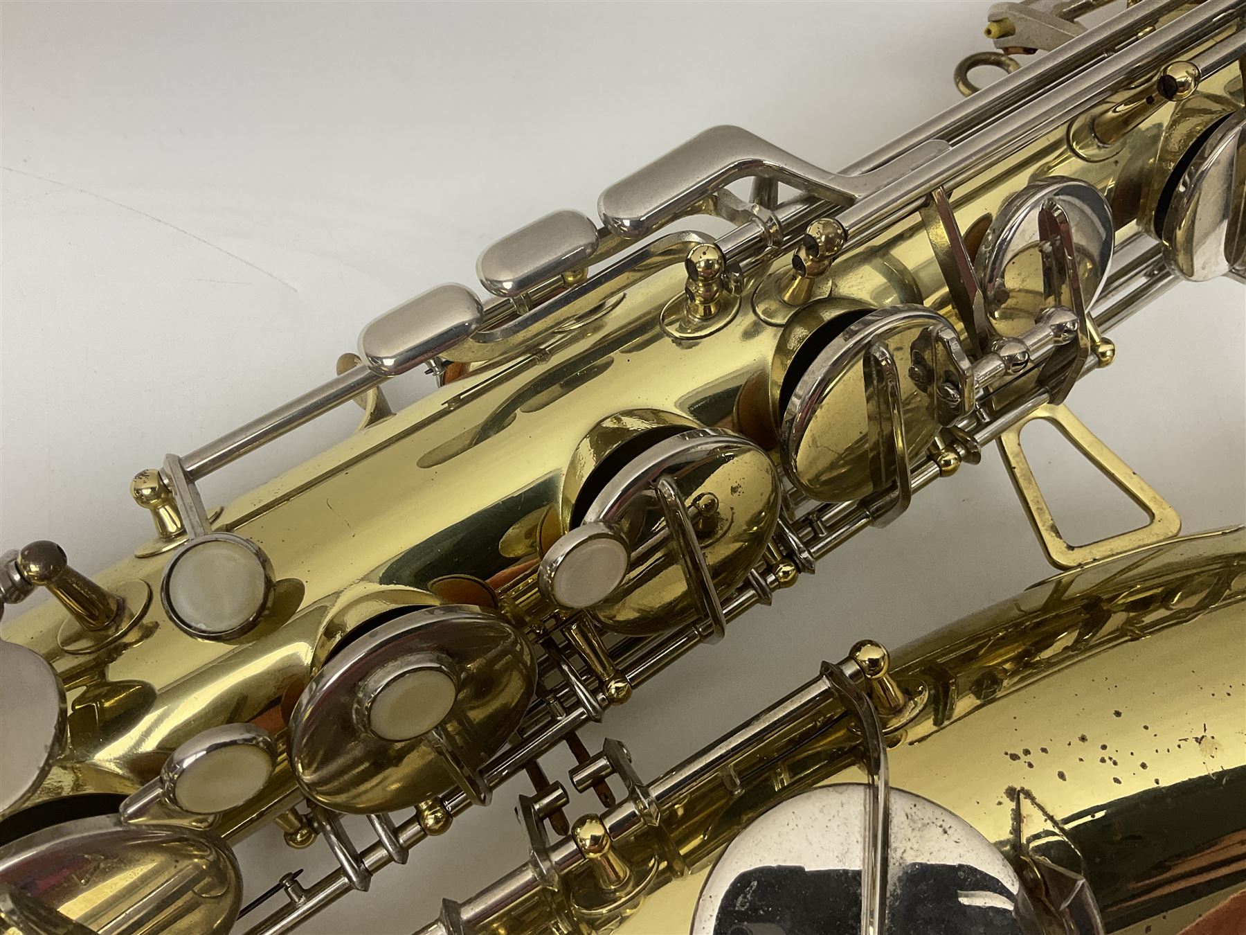 Czechoslovakian Corton tenor saxophone, probably 1970s/80s, serial no.132621; in fitted carrying case with crook and two mouthpieces