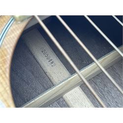 Tanglewood Earth 1000 electro-acoustic guitar, with ivory coloured trim and abalone inlay, serial no. 02050489, L103cm