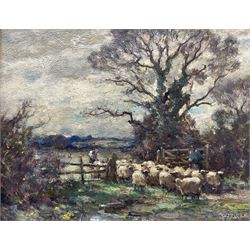 Owen Bowen (Staithes Group 1873-1967): Changing Pastures, oil on canvas signed 34cm x 44cm