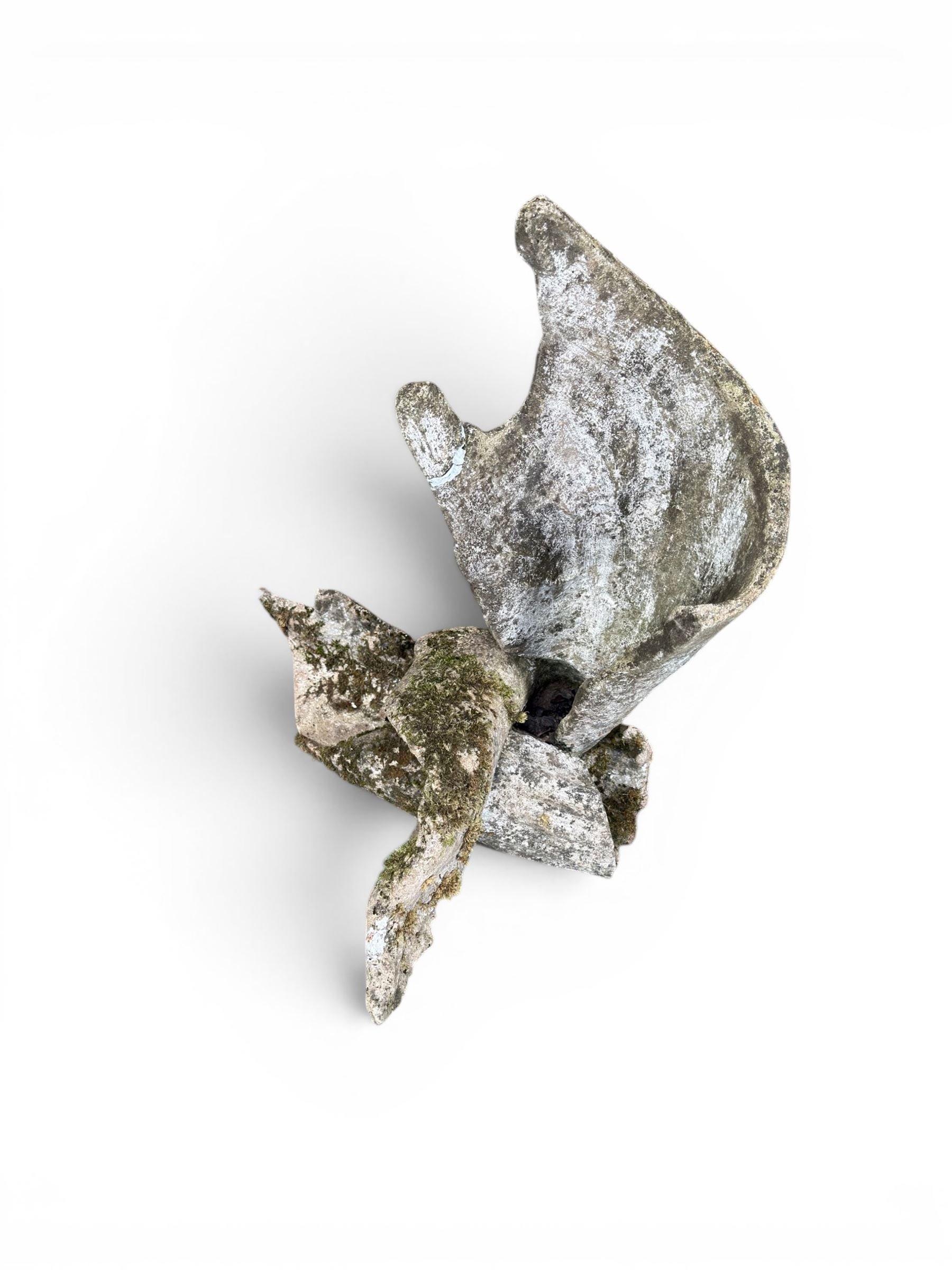 Composite stone sculptured figure playing a guitar, and a shell sculpture (2)