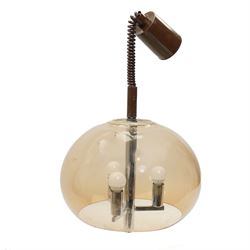  Chromium plated retro extendable light fitting with tinted perspex shade