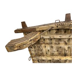 19th century Indian elephant 'Howdah' saddle, hardwood and iron bound 