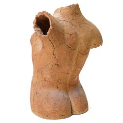 English School (Contemporary): Three Female Torsos, set of clay and sand hollow sculptures, approx H38cm (3)
