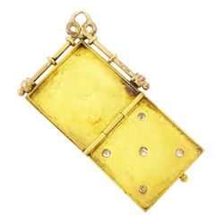 Early 20th century 18ct gold diamond square locket pendant, gypsy set with five old cut diamonds, London 1914, total diamond weight approx 0.25 carat