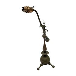 Copper table lamp with adjustable arm, approximately H39cm