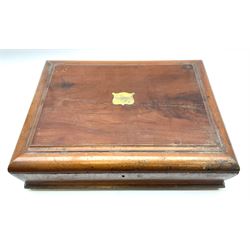 Empty canteen box, with shield shape escutcheon to the front and plaque to the lid, L48cm W36cm D13cm