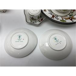 Wedgwood Hunting Scenes dinner and tea service for ten, to include dinner plates, side plates, dessert plates, cups and saucers, mugs, two large teapots, two milk jugs, etc, together with matching items by coalport and Staffordshire (94)