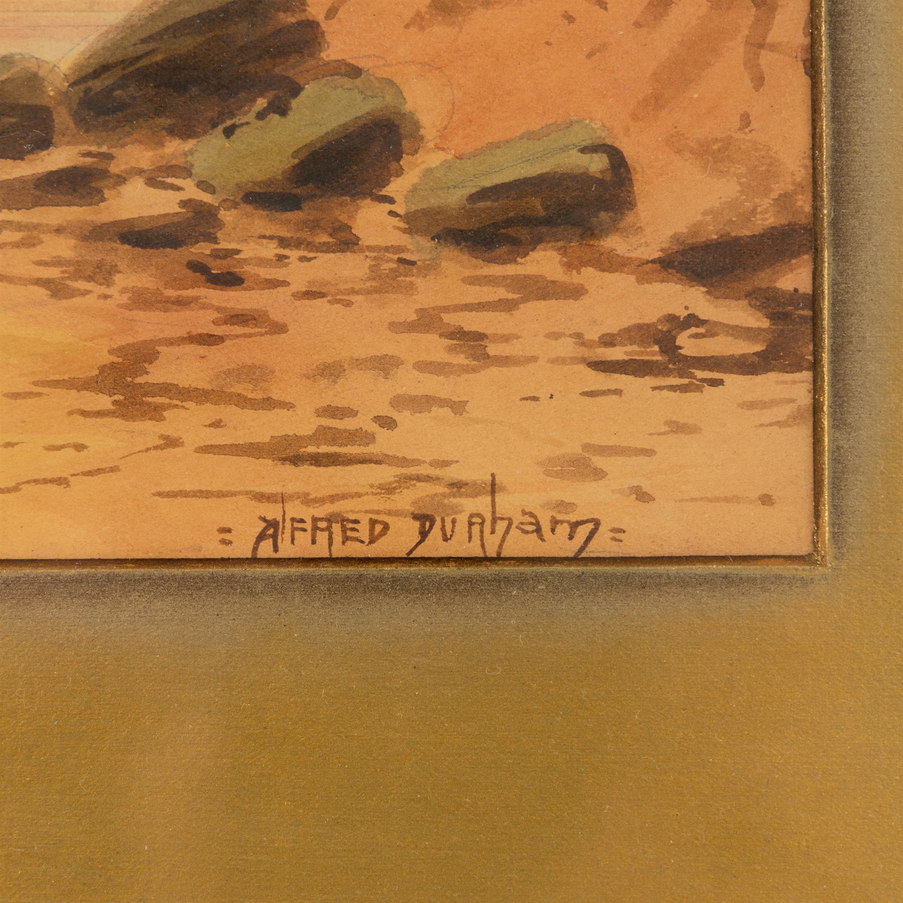 Austin Smith (British fl.1913-1928): Sailboats off Scarborough, pair of watercolours signed; together with Alfred Durham (British 19th century): Coastal Views of Scarborough, set of three watercolours heightened with white signed and one dated 1907 max 18cm x 32cm (5)