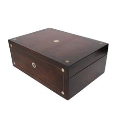 Black lacquered tea caddy with mother of pearl inlay, together with another box with mother of pearl inlay