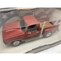 Ertl - three American Muscle 1:18 scale die-cast models comprising 1995 Dodge Ram 2500 SLT; '78 Dodge Lil Red Truck; and 1996 Firebird Trans Am; together with an Ertl European Classics 1:18 scale 1948 Jaguar XK120; all boxed (4)