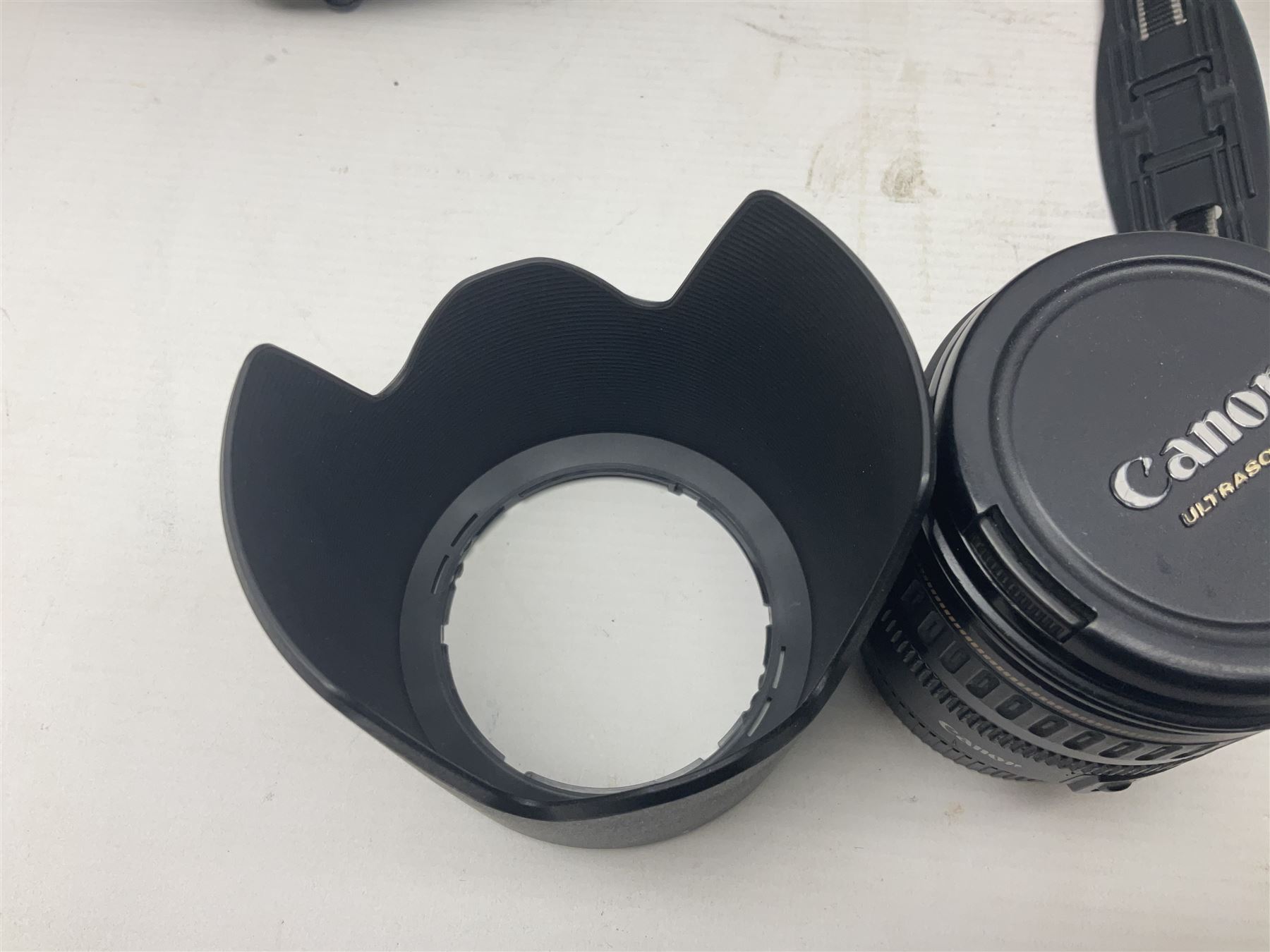 Canon EOS 5D camera body, with 'Tamron SP 70-300mm F/4-5.6 lens, and accessories, together with soft case