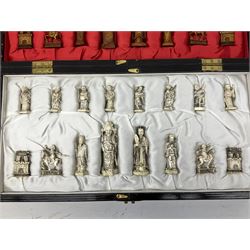 Chinese style chess set and folding storage board, cast resin pieces, board game, L50.5cm