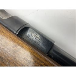 Weihrauch model HW 77 K  .22 air rifle with under lever action, beech stock with chequered pistol grip and Tasco WA39x40-1 scope, serial no.1283661 L102cm overall NB: AGE RESTRICTIONS APPLY TO THE PURCHASE OF THIS LOT