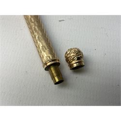 W.S. Hicks of New York gold plated slider action dip pen (tested), together with a silver telescopic pencil stamped 925 (12g)