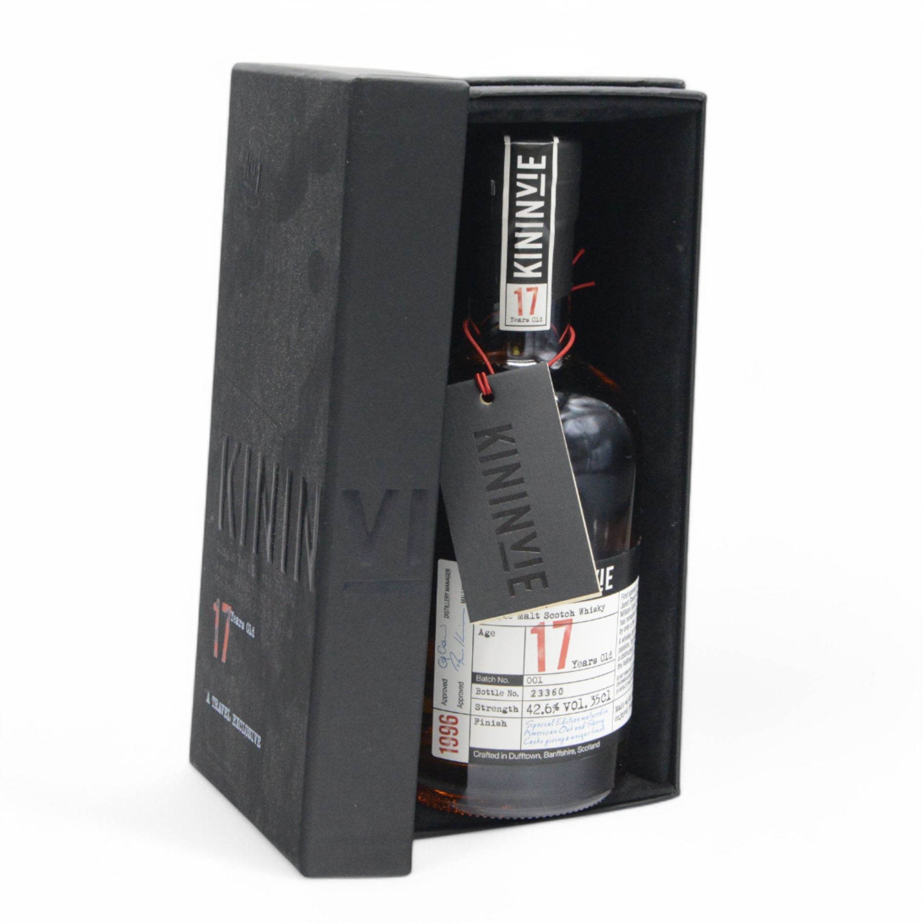 Two bottles Kininvie 17 year old, single malt Scotch whisky batch no. 1 and no. 2, 35cl 42.6%, both with original box