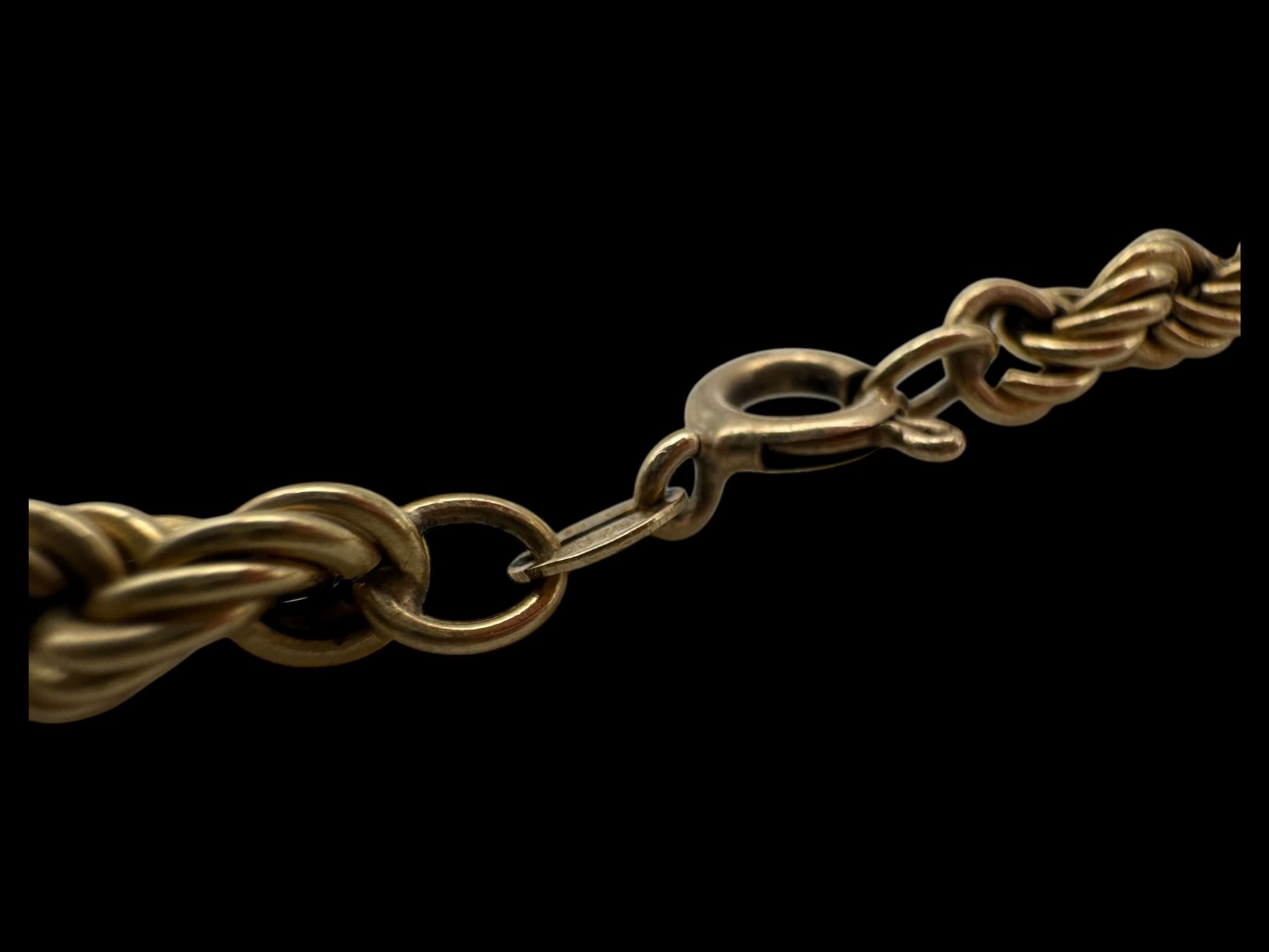 9ct gold rope twist necklace chain, hallmarked