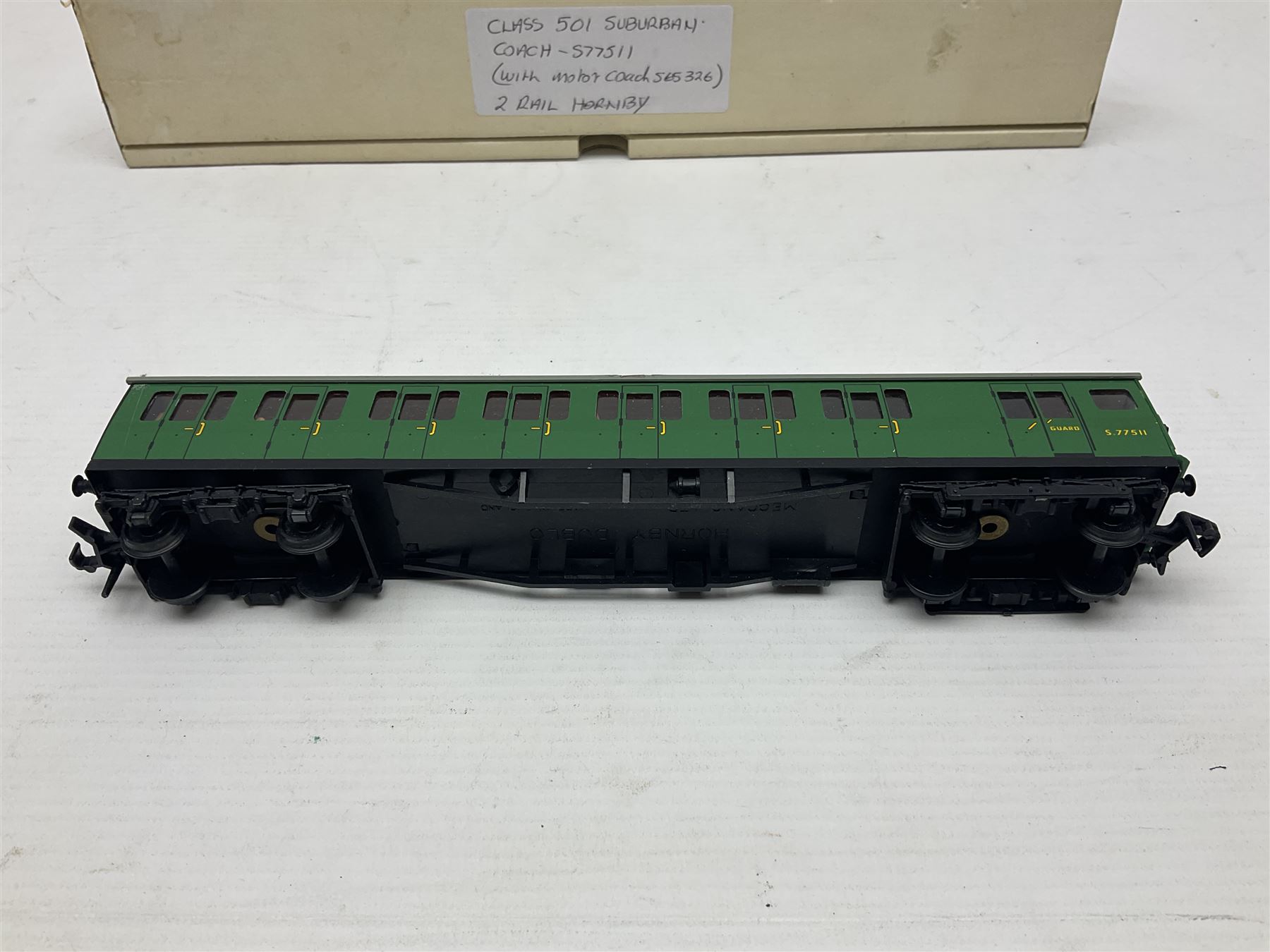 Hornby Dublo - 2-rail two car BR(S) set comprising Class 501 Suburban Motor Coach No.S65326 and trailer coach No.S77511; both in later unassociated plain boxes (2)