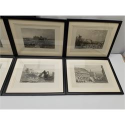 After William Brockedon (British 1787-1854): Italian Topographical Views, set six engravings, together with three further engravings after Prout, Roberts and Leitch from the same series, 20cm x 29cm (9)