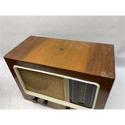 1950s Pye Type PE80 Cambridge International radio, W58cm H43cm D27cm, together with 1952 Pye Type P45 valve radio and 1940s Pye Type 15A radio (3)