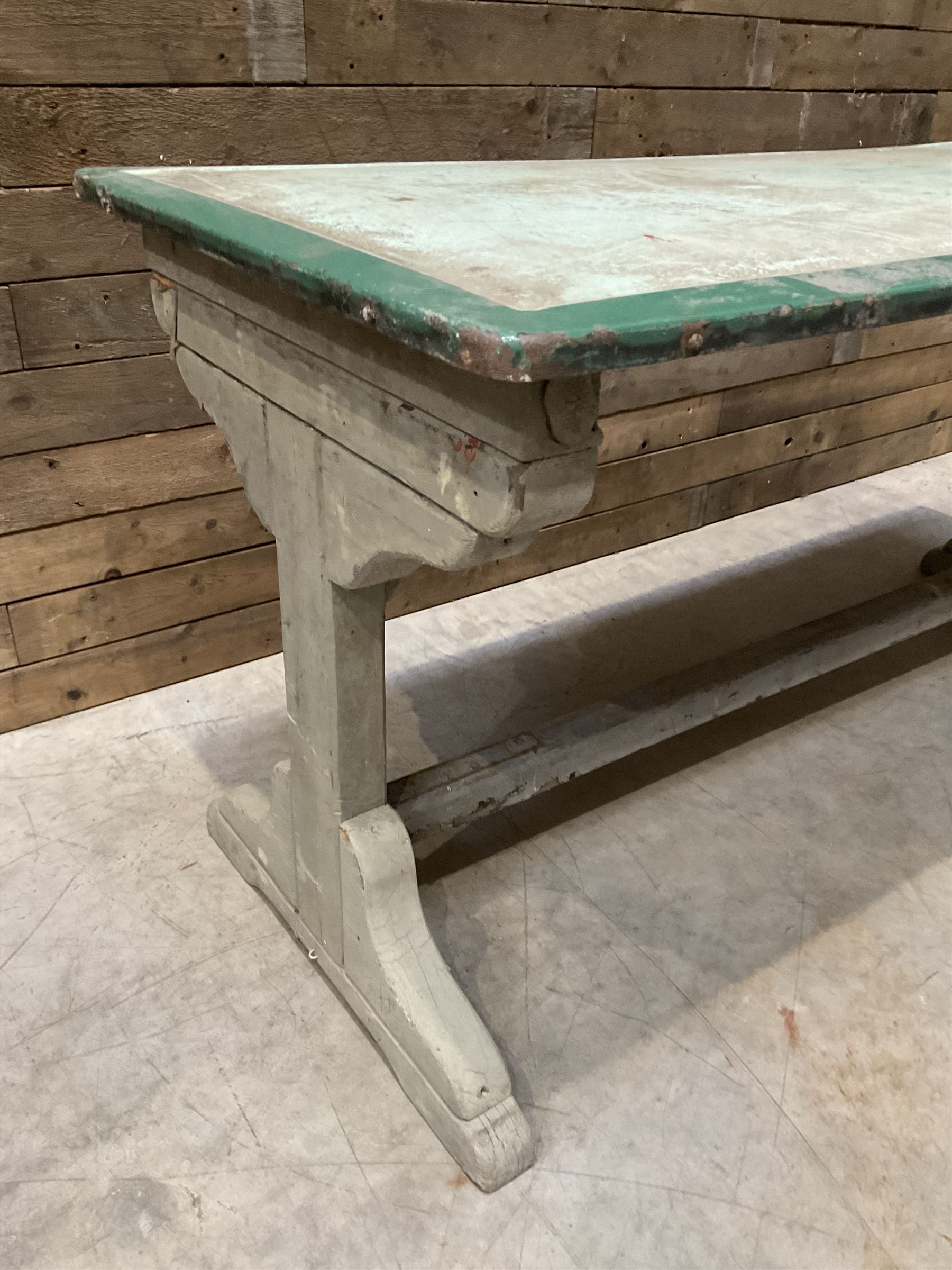 Early 20th century painted wood and enamel Military folding campaign table