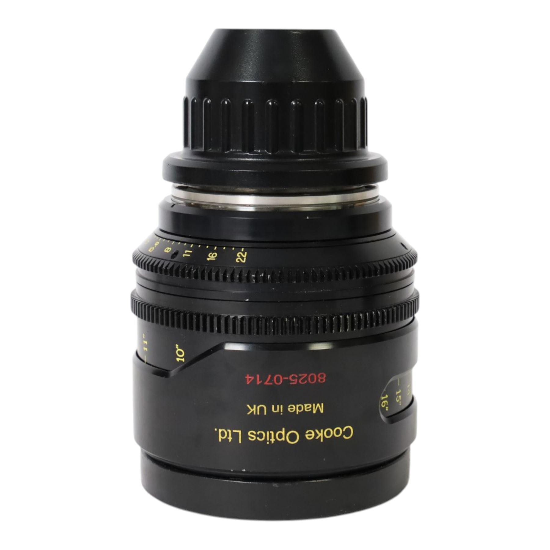 Cooke Mini S4/i 25mm T2.8 prime lens with PL mount, serial no. 8025-0714, with front and back lens caps