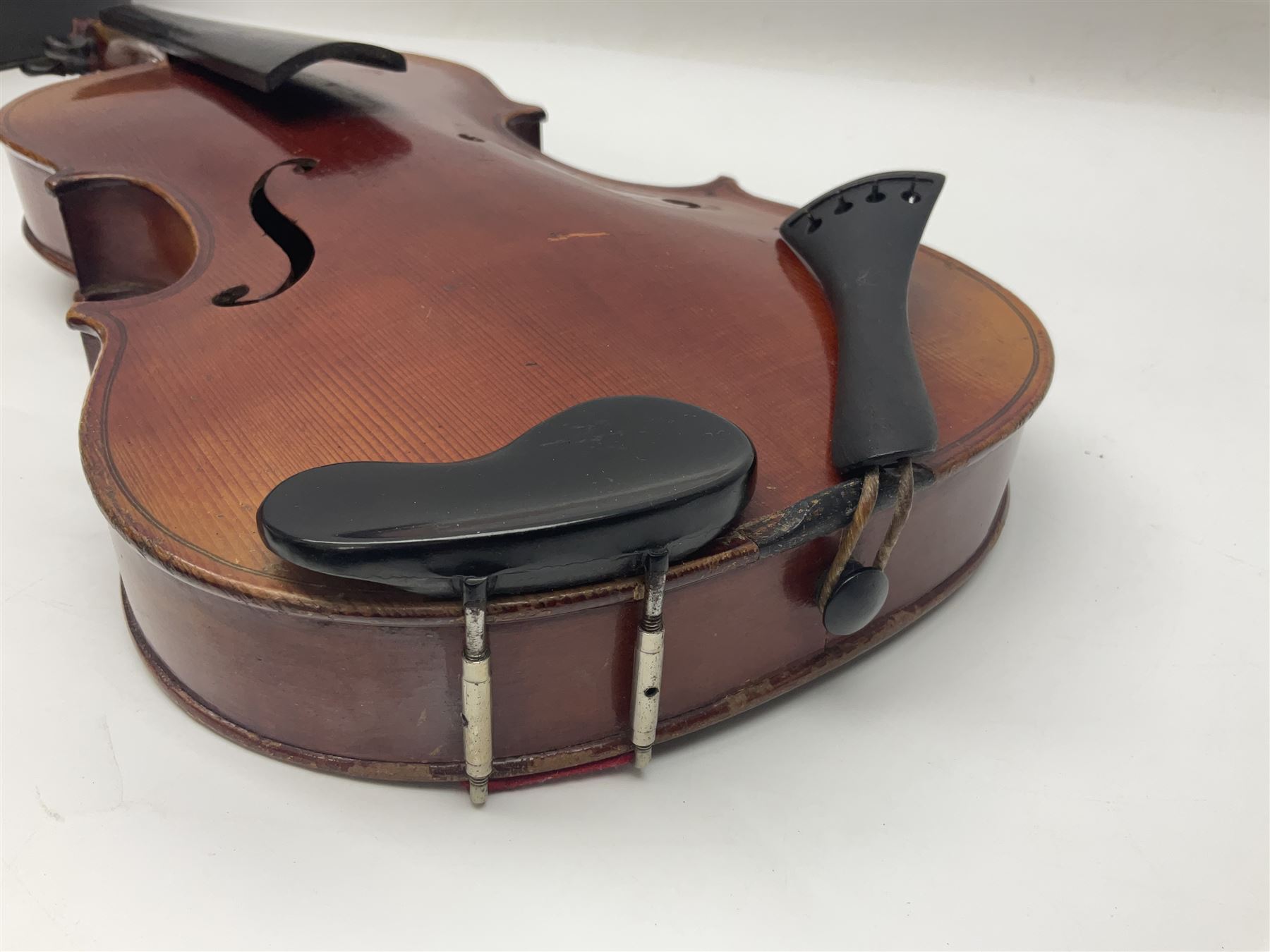 Saxony violin c1900 with 36cm two-piece maple back and ribs and spruce top; bears label 'Antonius Stradivarius Cremonensis Faciebat Anno 17**' L59cm overall; in carrying case