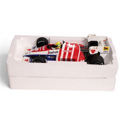 Minichamps 1:18 Ayrton Senna Racing Car Collection Toleman Hart TG184 1984 #19 car with Segafredo Zanetti decals, boxed