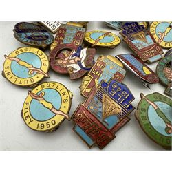 Collection of Butlins enamel pin badges, mostly 1940s/50s Filey examples, together with other enamel pins and costume jewellery