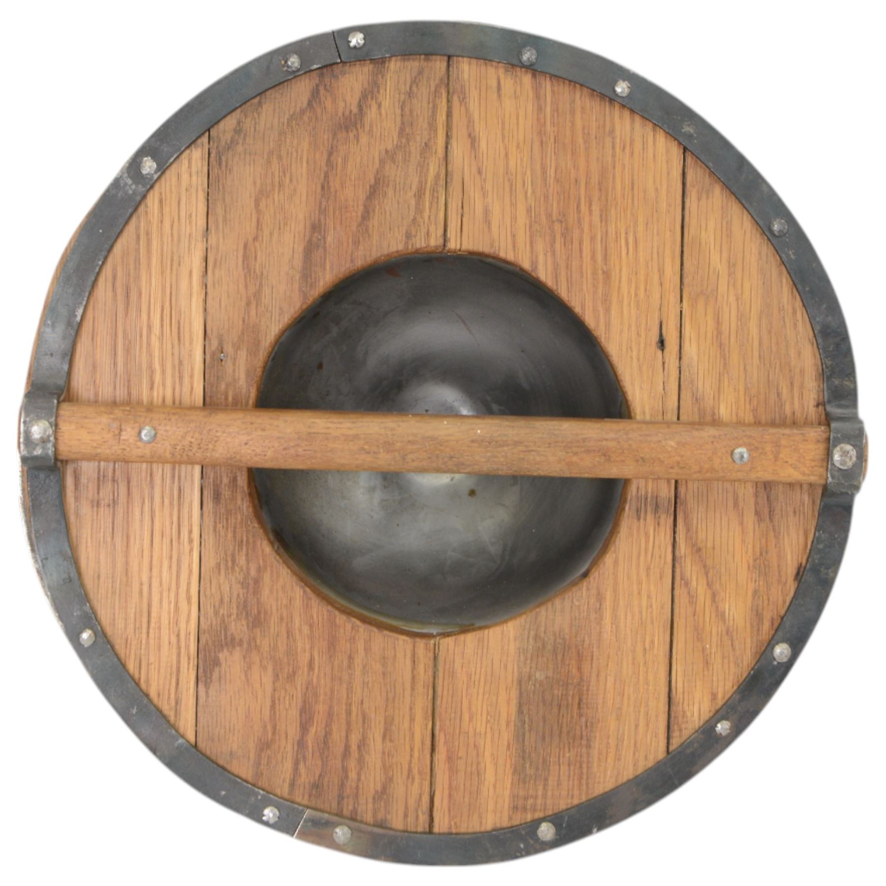 Selection of reenactment related items, including Archers sword, helmet and shield, with another helmet and chain mail 