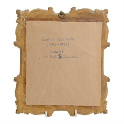 English School (early 19th century) 
Portrait miniature upon ivory 
Head and shoulder portrait of Caroline Chichester wife of the Revd John Munden, wearing white empire line gown and gauze shawl
Within period giltwood frame
Oval 9cm x 6.5cm 
Overall 20.5cm x 18cm 

Provenance: By family descent from the Chichesters of Arlington Court, Devon; from the collection of Andrew Chichester Everitt.

This lot has been registered for sale under Section 10 of the APHA Ivory Act