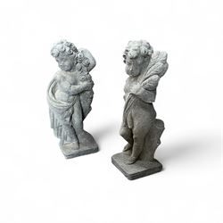 Set of cast stone Cherub Seasons