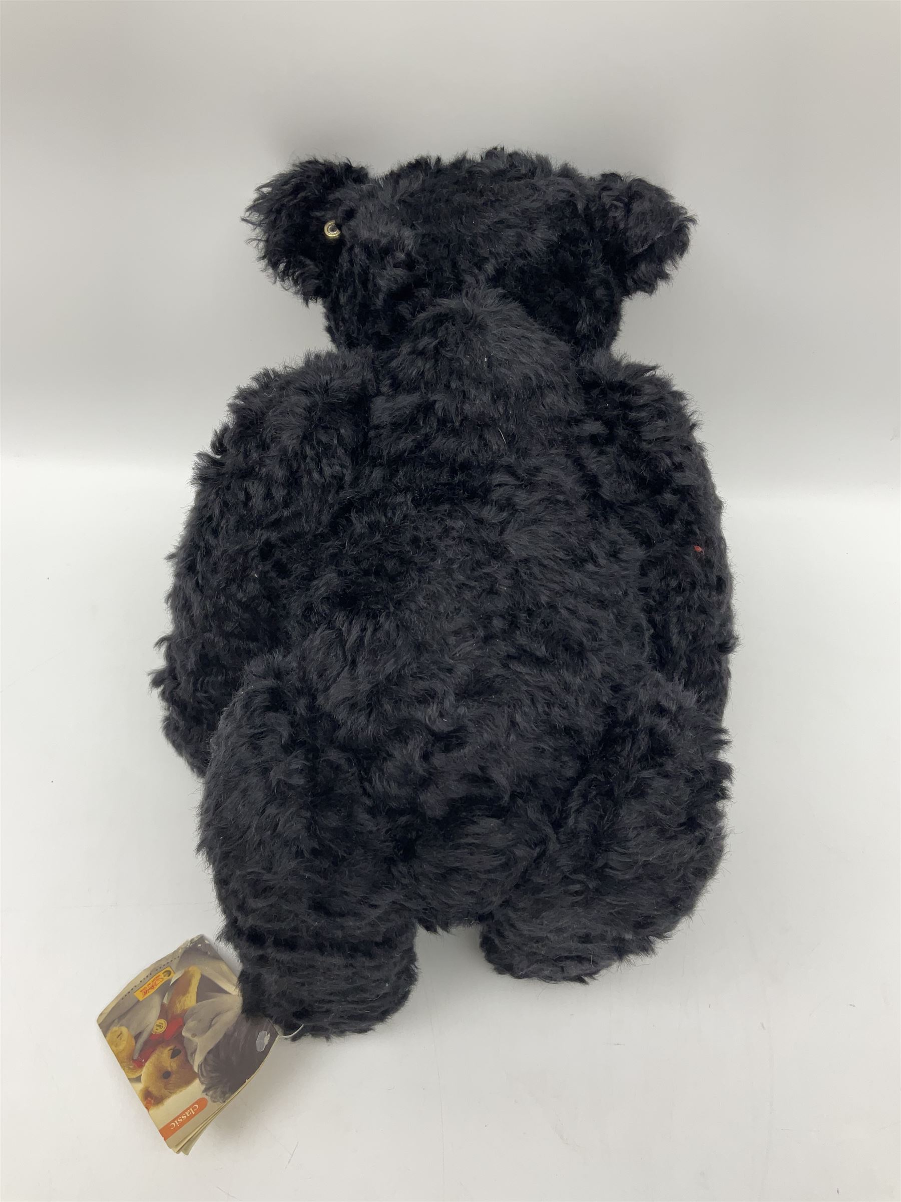 Steiff Classic Teddy Bear in black mohair with working growler mechanism and red stitched detail, H42cm