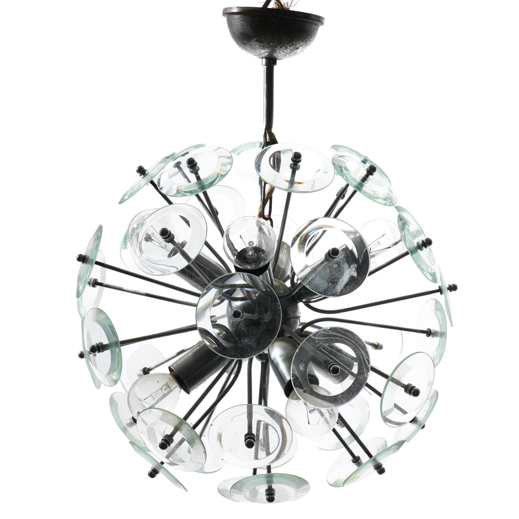 Sputnik chandelier, with glass disc decoration, drop 45cm 