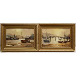 Don Micklethwaite (British 1936-): Scarborough and Whitby Harbours, pair oils on board signed 13cm x 19cm (2)