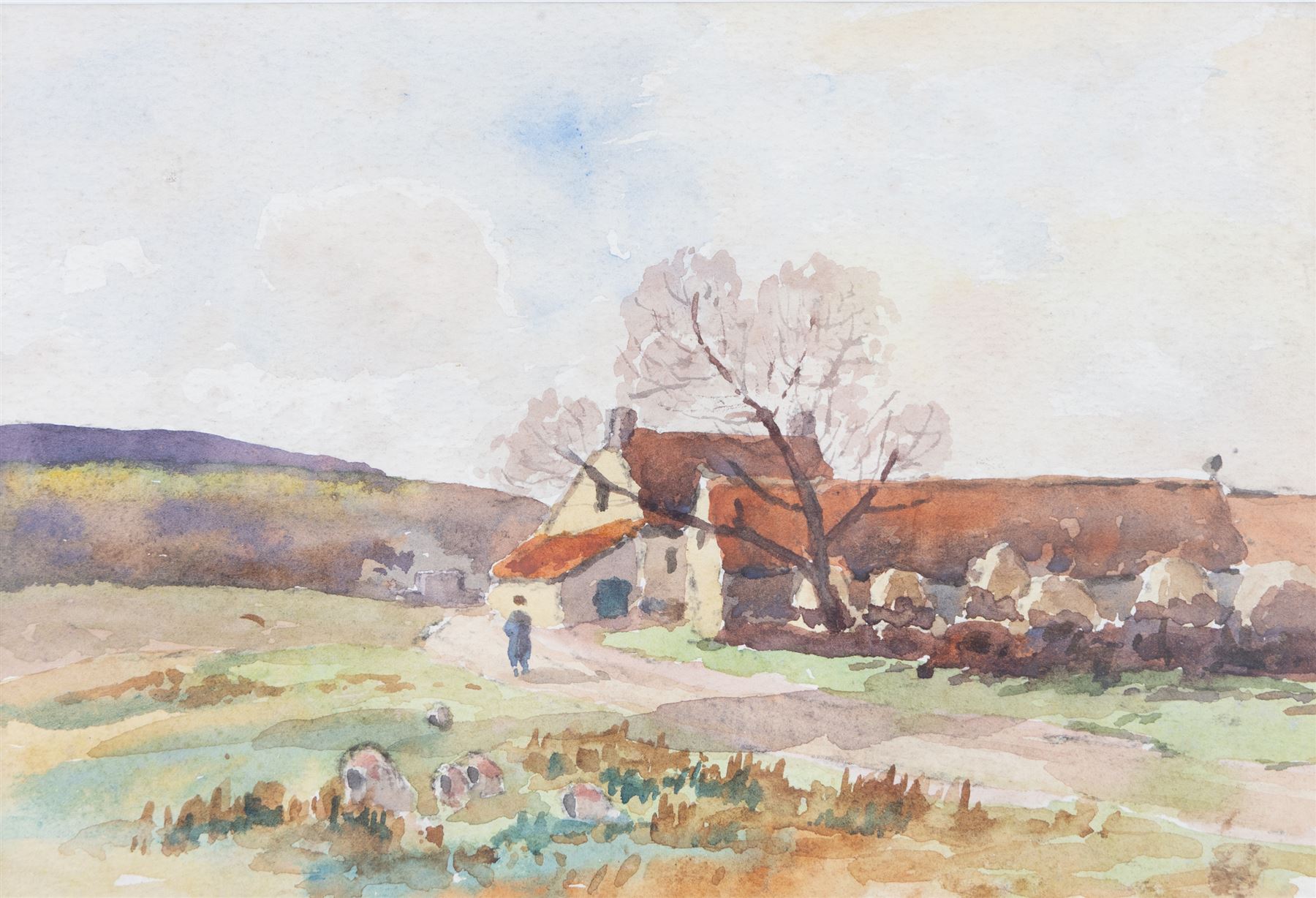 George Scarth French (British fl.1894-1910): View of Whitby, watercolour signed and dated 1885, 15cm x 24cm; together with another of 'Whitby Early Morning' signed with initials EMA, 10.5cm x 15cm and two others of Ugthorpe Lane, near Whitby, max 17cm x 25cm (4)