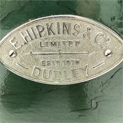 Victorian E.Hipkins & Co Dudley' cast iron safe, single hinged door enclosing drawer, green painted finish (W47cm, H67cm, D48cm) with key