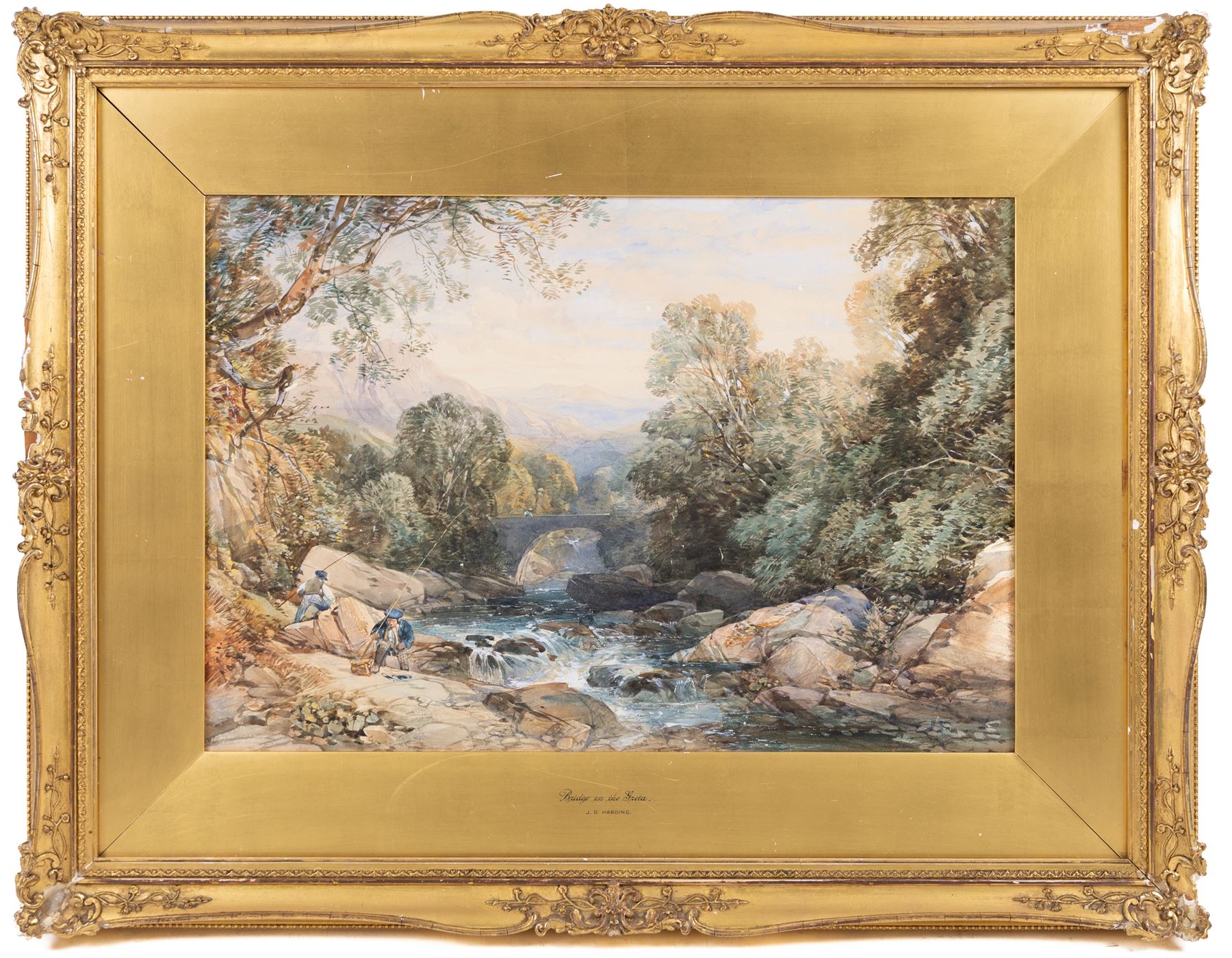 James Duffield Harding (British 1798-1863): 'Bridge on the Greta', watercolour unsigned, titled and attributed verso with provenance relating to Robert Leman of Norwich 34cm x 50cm 