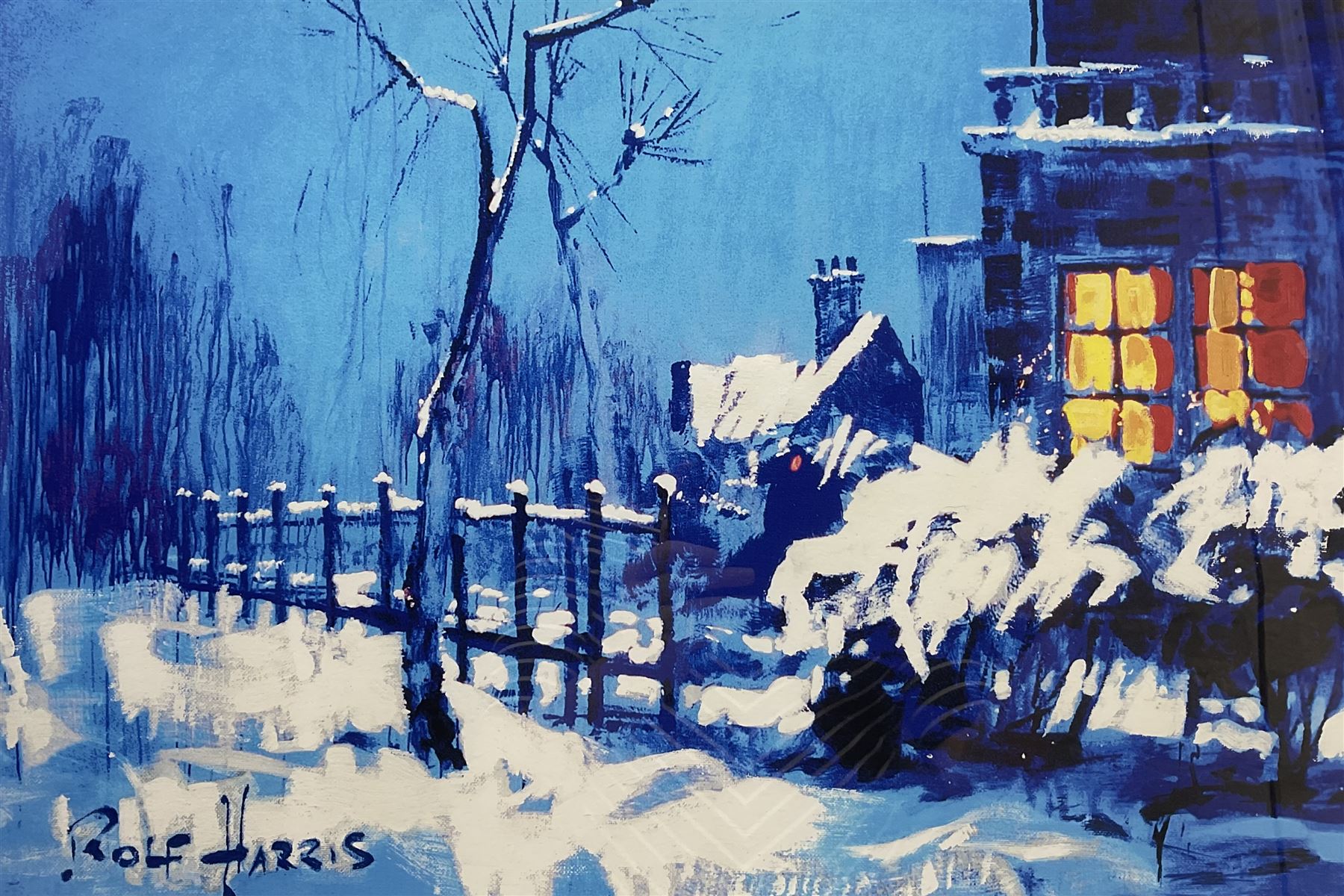 Rolf Harris (Australian 1930-2023): ‘Christmas Eve in the Snow’, limited edition giclée print signed and numbered 431/695 in pencil 38cm x 53cm 