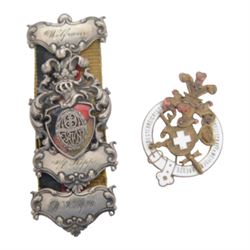 Studentika Bierzipfel, student beer tassel, with crest to the centre, together with Austrian badge, together with two books, The War in Pictures and The War etc 