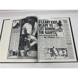 Leeds United football club - football association challenge cup competition final Saturday 11th April 1970 Chelsea vs Leeds United at Wembley programme, football association charity shield Saturday 10th August 1974 Leeds United vs Liverpool programme, various supporters pin badges, scarf for the league 1 playoff final Wembley stadium 25th May 2008, Danbury Mint 'Great Moments in the History of Leeds United' leather bound collectors edition, various used home game tickets etc