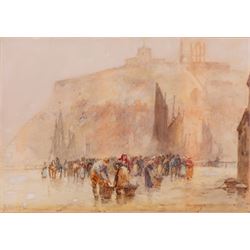 Frank Rousse (British fl.1897-1917): Whitby Abbey from the Sands, watercolour signed 24cm x 34cm 
