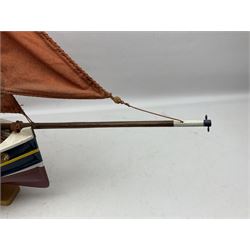 Wooden model of the Peterhead Herring Fishing Boat, Love Divine, PD404. on stand together with Wick Herring Fishing Boat, Galilee WK.1. on stand, L105cm, H64cm