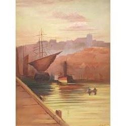 A E Gossin (British 19th/20th century): Steamer in Whitby Harbour, oil on canvas signed and dated 1891, 39cm x 29cm