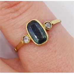 Victorian 18ct gold three stone sapphire and diamond ring